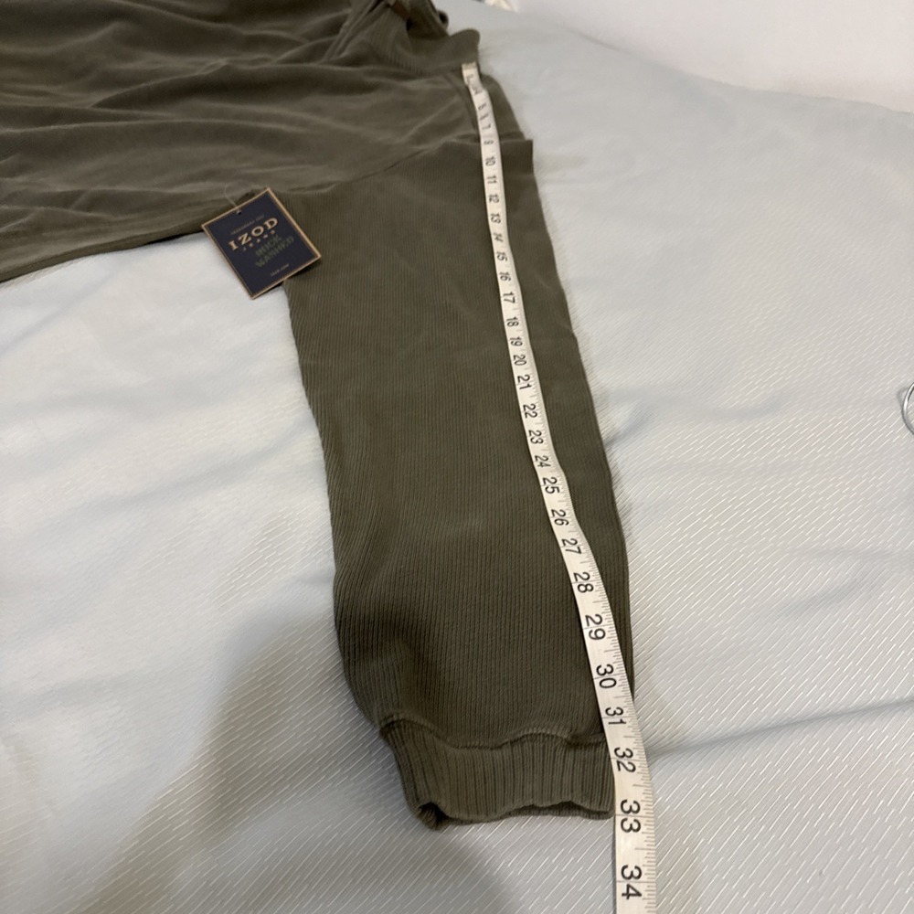 IZOD Jeans Rock Washed Mens L Khaki Green 1/4 Zip Pullover Sweatshirt Mock Neck - Picture 5 of 12